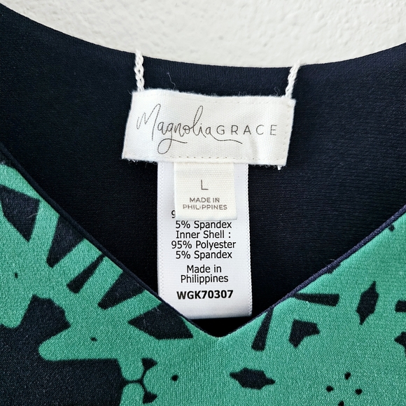 Magnolia GRACE Stitch Fix reversible dress size L green navy sleeveless print - Picture 11 of 12
